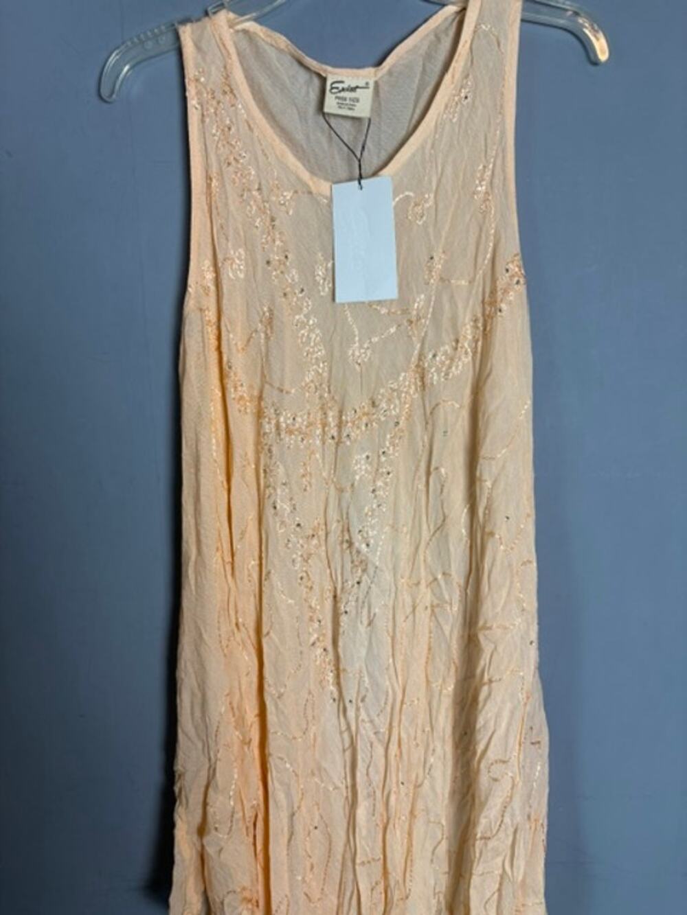 Exist Womens Peach Lace Boho Midi Shift Dress Free Size Large